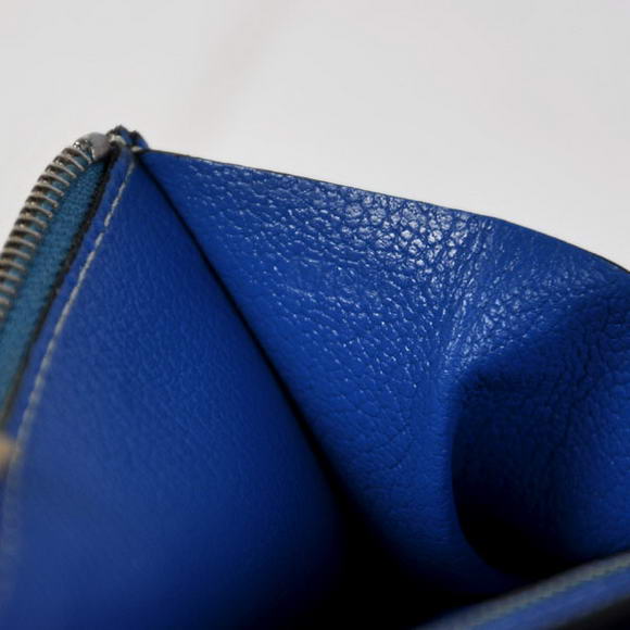 High Quality Hermes Bearn Japonaise Ostrich Leather BI-Fold Wallet H208 Blue Fake